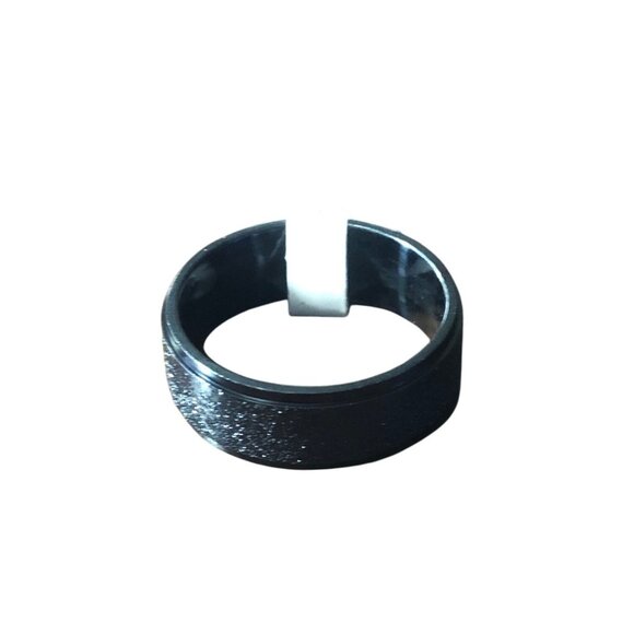 Matte Black Stainless Steel Ring Unisex With Subtle Glitter Finish Comfortable F - Picture 1 of 5
